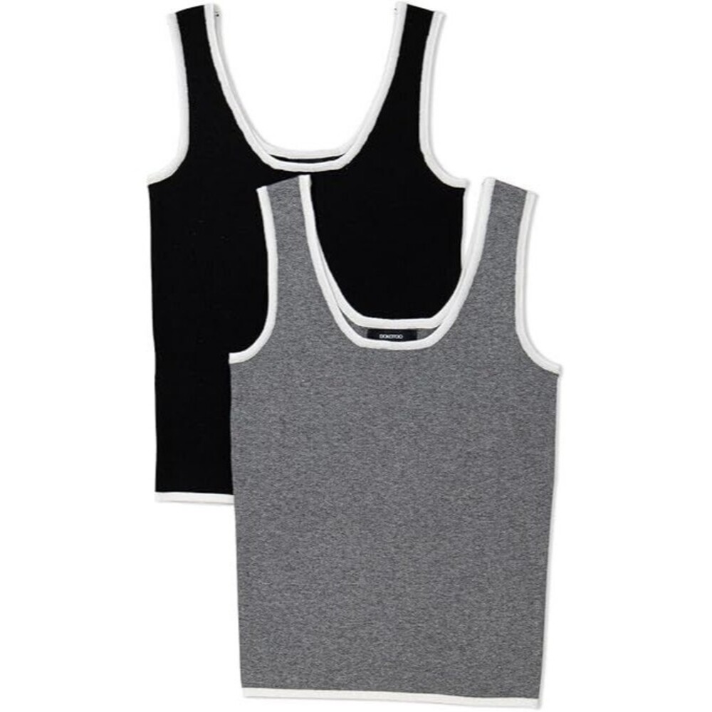Dokotoo 2 Pack Tank Top for Women Summer Sleeveless Scoop Neck Ribbed Knit SMALL